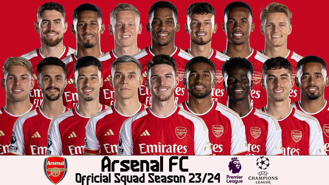 Arsenal FC Official Squad 2023-24 | Premier League | UEFA Champions League (Group B) - YouTube